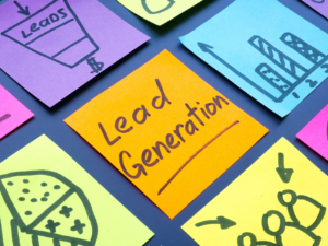 Sticker notes written "Lead Generation" on them